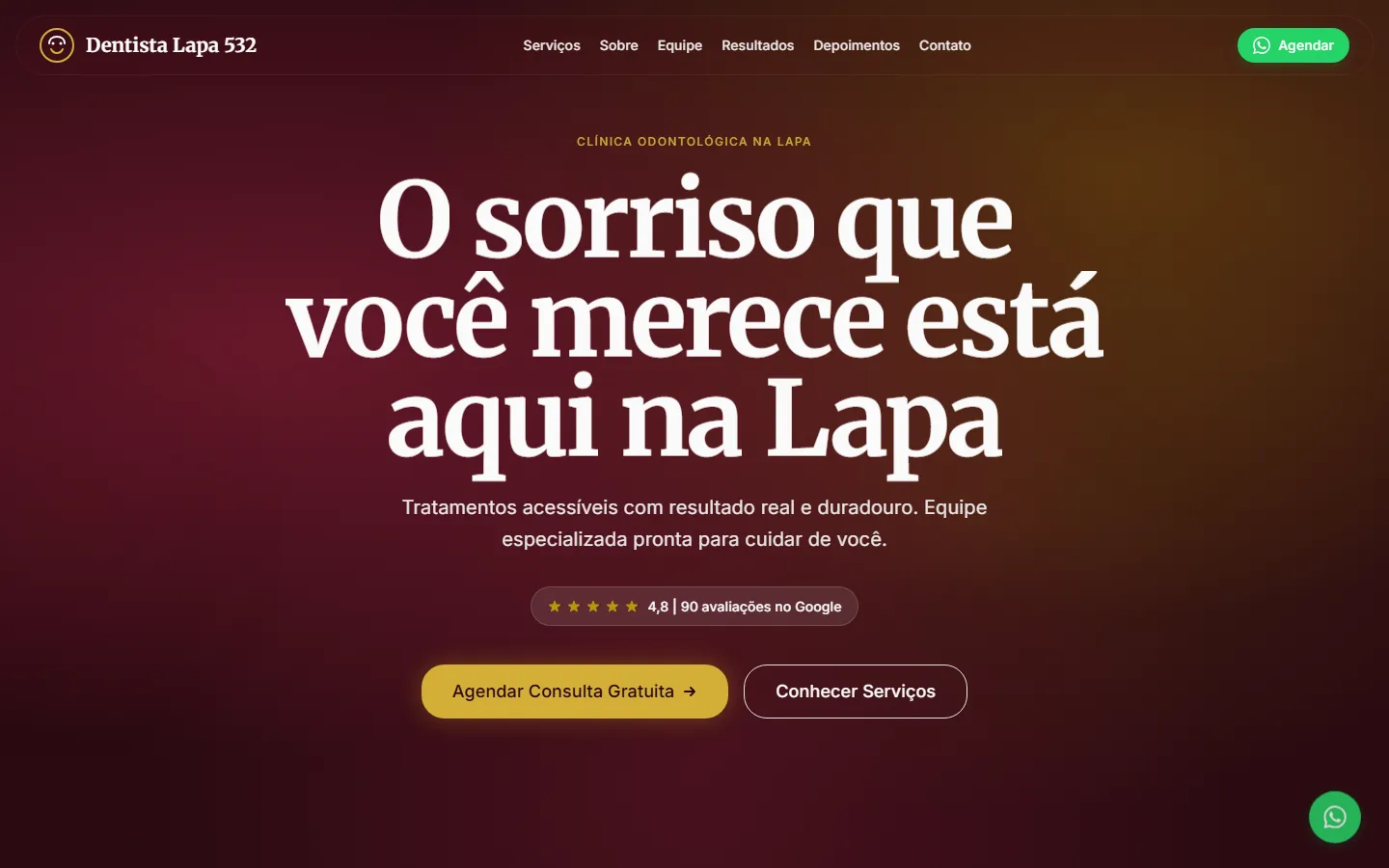 Site profissional para dentista na Lapa, São Paulo — projeto Dentista Lapa 532 por Infuser